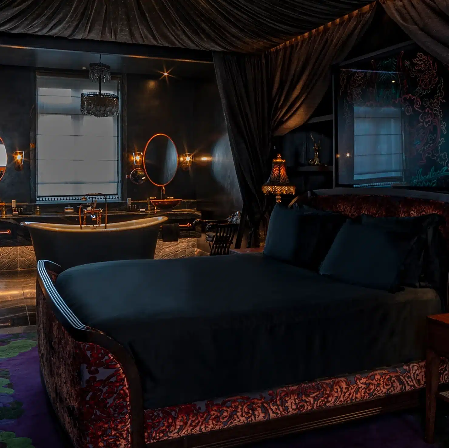 sultry black hotel room | The Mandrake