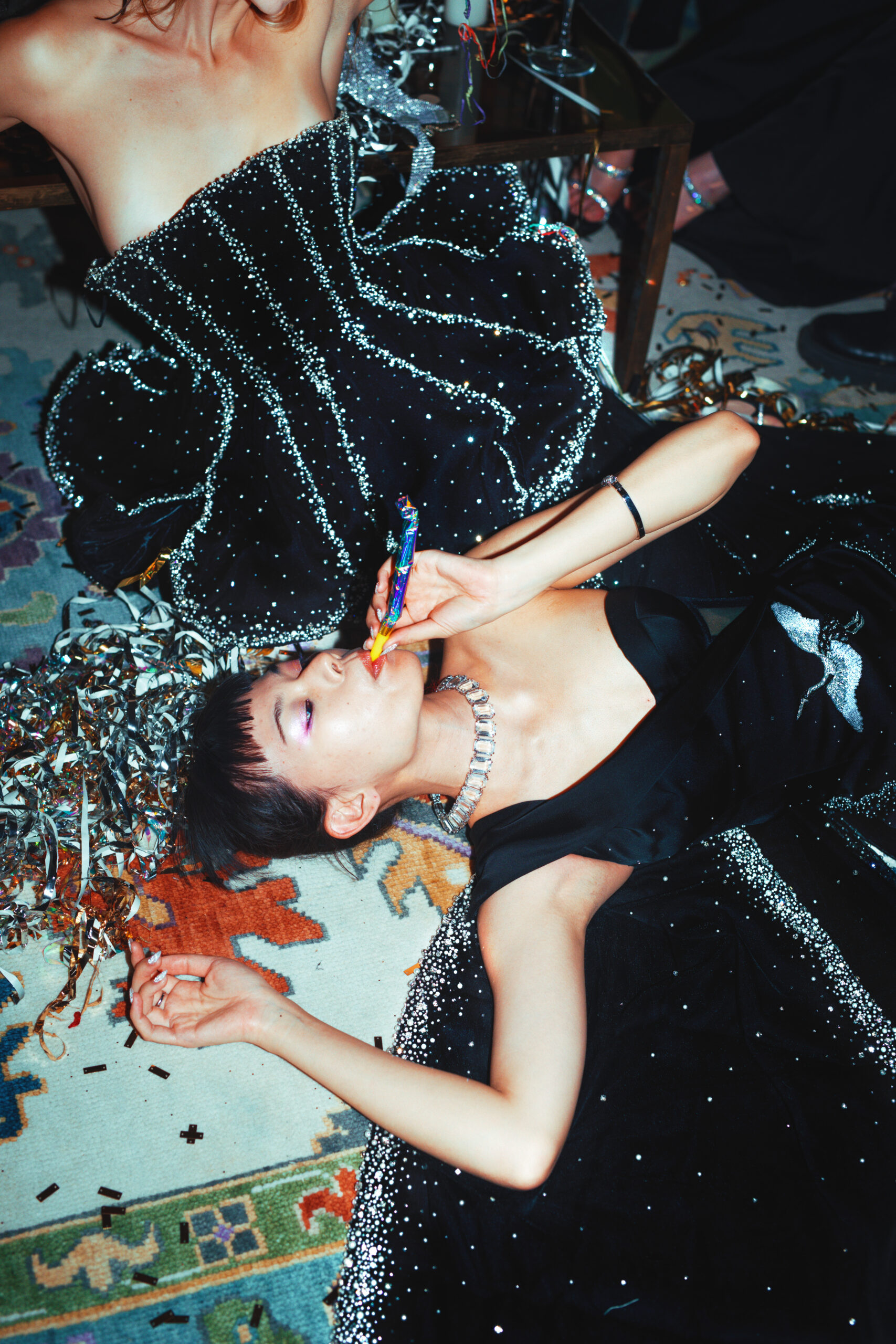 a room with a bed and a mirror